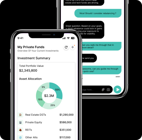 Investment app interface showing portfolio details